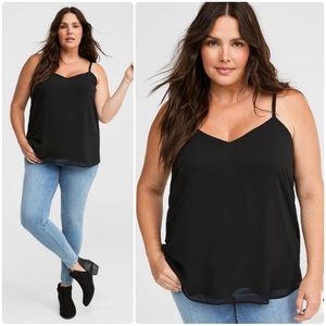Torrid Sophie Chiffon Double Layer Swing Cami Tank Black Plus Size 2X 2 18 20